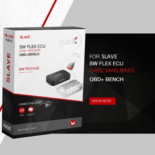 SW Flex ECU (cars, vans, bikes) OBD + Bench – Versión Slave 2